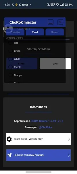 Chorok Injector App Interface Image